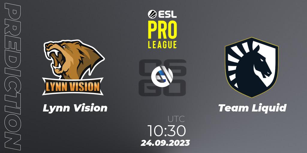 Prognoza Lynn Vision - Team Liquid. 24.09.2023 at 10:30, Counter-Strike (CS2), ESL Pro League Season 18