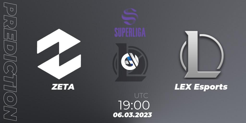 Prognoza ZETA - LEX Esports. 06.03.2023 at 19:00, LoL, LVP Superliga 2nd Division Spring 2023 - Group Stage