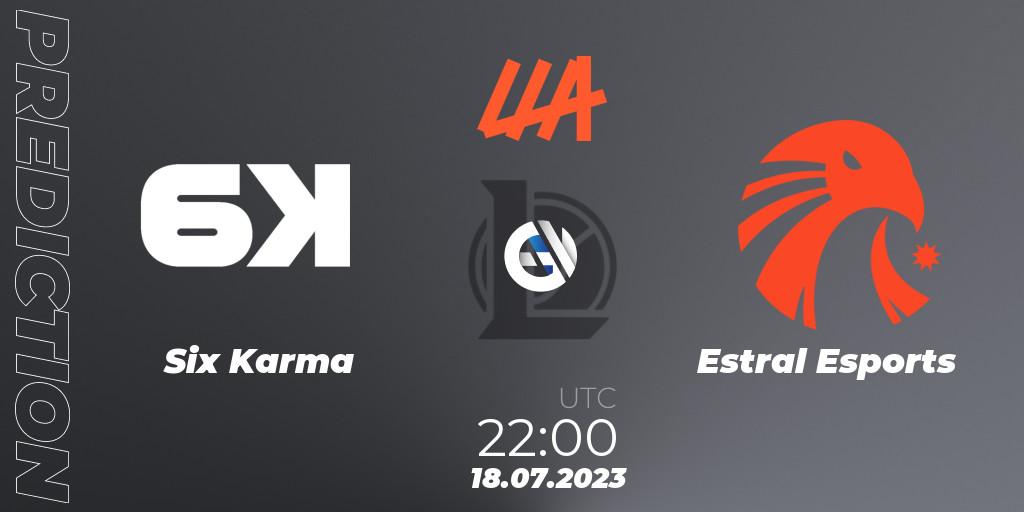 Prognoza Six Karma - Estral Esports. 18.07.2023 at 22:00, LoL, LLA Closing 2023 - Group Stage
