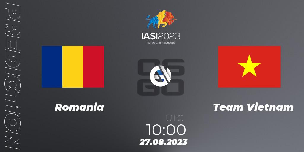 Prognoza Romania - Team Vietnam. 27.08.2023 at 14:30, Counter-Strike (CS2), IESF World Esports Championship 2023