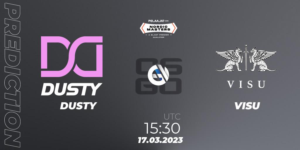 Prognoza DUSTY - VISU. 17.03.2023 at 15:30, Counter-Strike (CS2), Pelaajat Nordic Masters Spring 2023 - BLAST Premier Qualifier