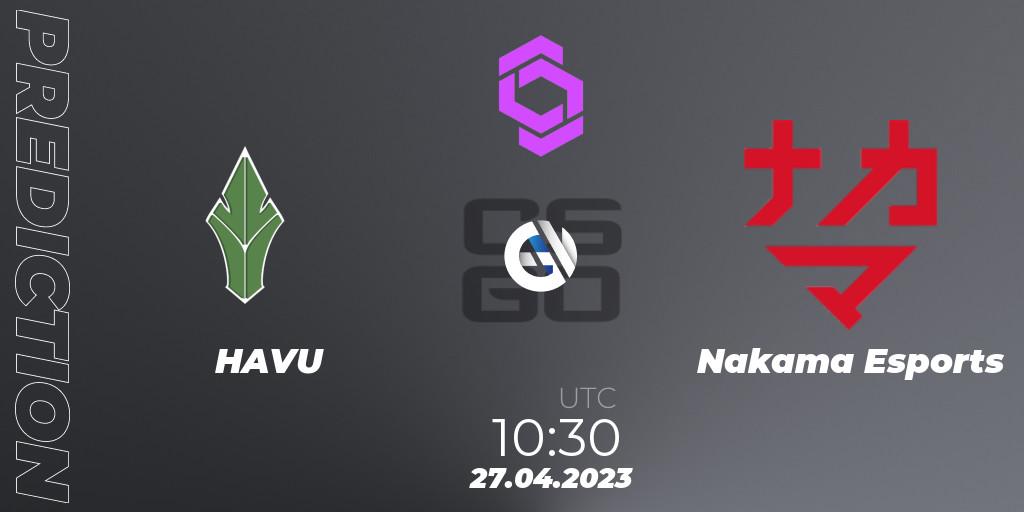 Prognoza HAVU - Nakama Esports. 27.04.2023 at 10:30, Counter-Strike (CS2), CCT West Europe Series #3