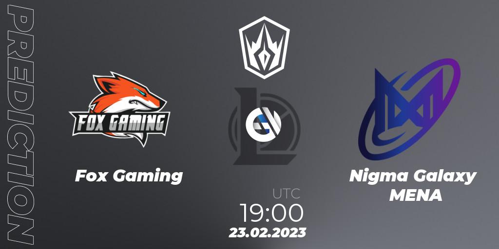 Prognoza Fox Gaming - Nigma Galaxy MENA. 23.02.2023 at 19:00, LoL, Arabian League Spring 2023