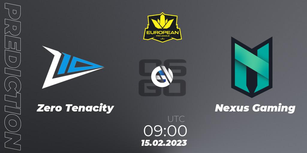 Prognoza Zero Tenacity - Nexus Gaming. 15.02.2023 at 08:00, Counter-Strike (CS2), European Pro League Season 6: Division 2