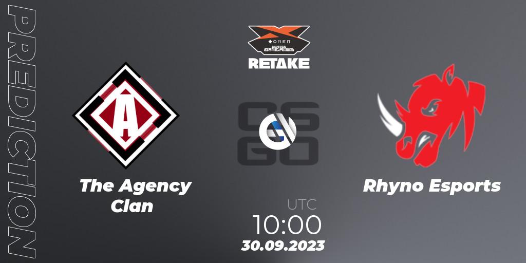 Prognoza The Agency Clan - Rhyno Esports. 30.09.2023 at 10:00, Counter-Strike (CS2), Circuito Retake Season 7: Take #1