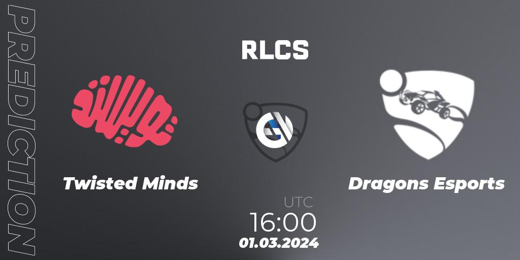 Prognoza Twisted Minds - Dragons Esports. 01.03.2024 at 16:00, Rocket League, RLCS 2024 - Major 1: MENA Open Qualifier 3