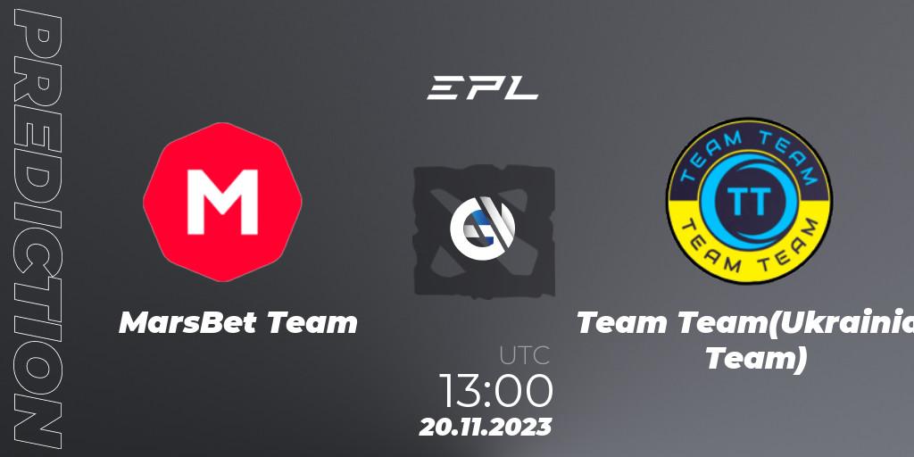 Prognoza MarsBet Team - Team Team(Ukrainian Team). 20.11.2023 at 13:01, Dota 2, European Pro League Season 14