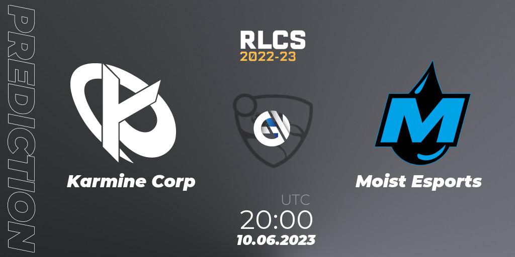 Prognoza Karmine Corp - Moist Esports. 10.06.2023 at 20:25, Rocket League, RLCS 2022-23 - Spring: Europe Regional 3 - Spring Invitational