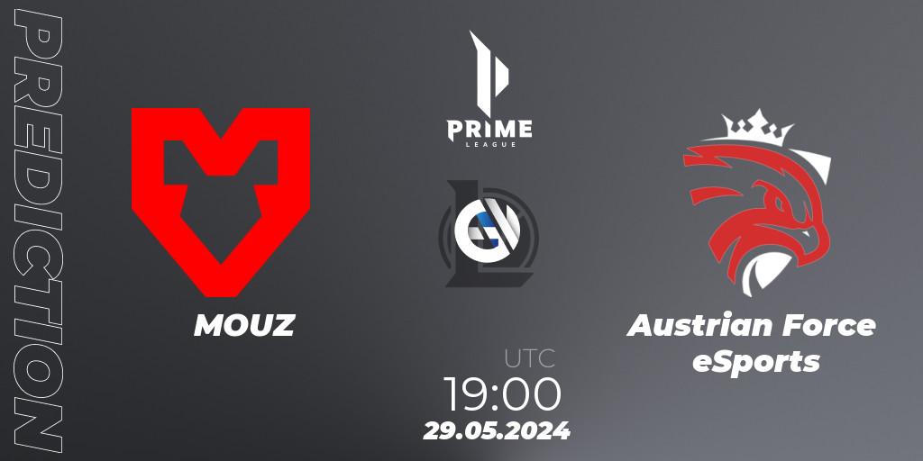 Prognoza MOUZ - Austrian Force eSports. 29.05.2024 at 19:00, LoL, Prime League Summer 2024