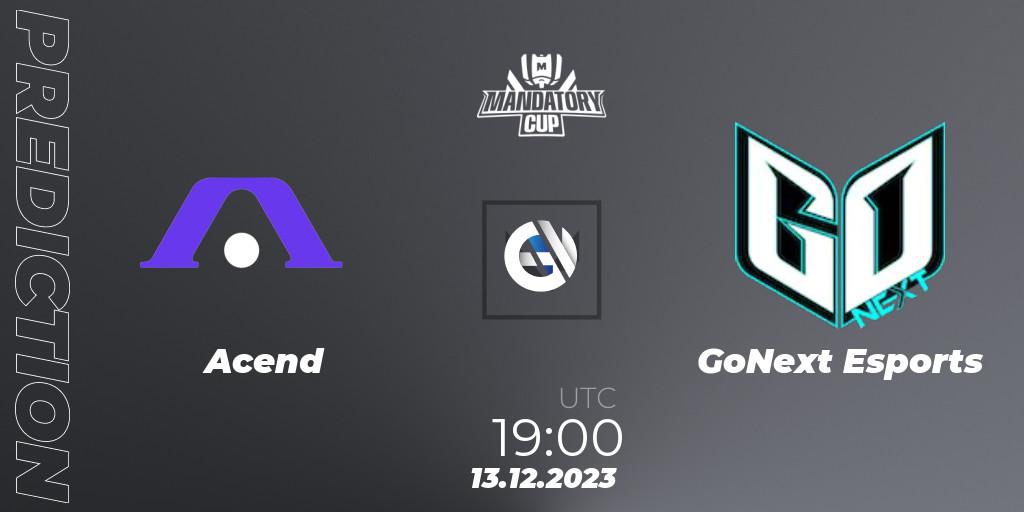 Prognoza Acend - GoNext Esports. 13.12.2023 at 19:00, VALORANT, Mandatory Cup #3