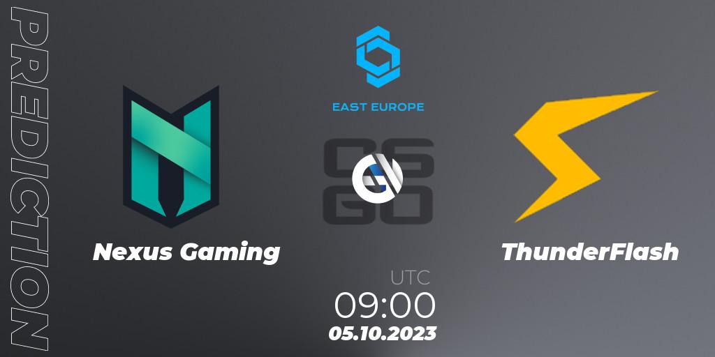 Prognoza Nexus Gaming - ThunderFlash. 05.10.2023 at 09:00, Counter-Strike (CS2), CCT East Europe Series #3: Closed Qualifier