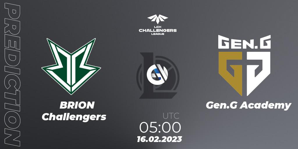 Prognoza Brion Esports Challengers - Gen.G Academy. 16.02.2023 at 05:00, LoL, LCK Challengers League 2023 Spring