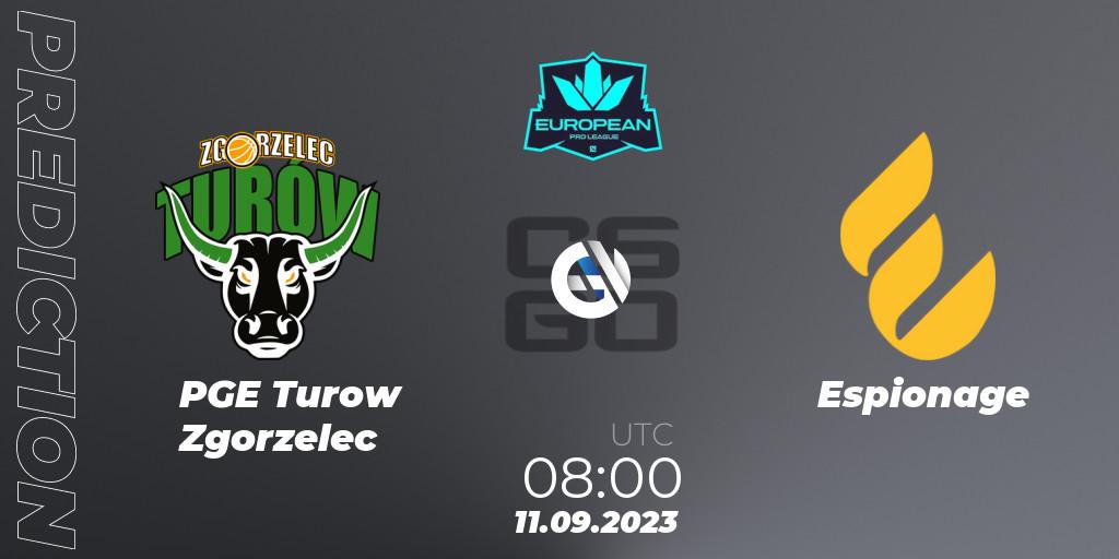 Prognoza PGE Turow Zgorzelec - Espionage. 11.09.2023 at 08:00, Counter-Strike (CS2), European Pro League Season 10