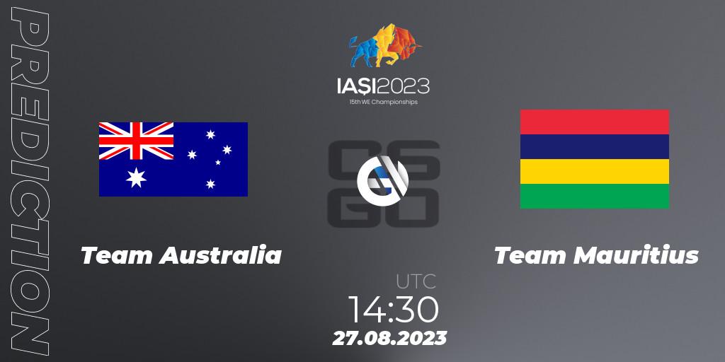 Prognoza Team Australia - Team Mauritius. 27.08.2023 at 20:50, Counter-Strike (CS2), IESF World Esports Championship 2023