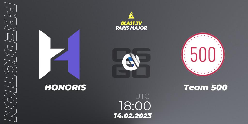 Prognoza HONORIS - Team 500. 14.02.23, CS2 (CS:GO), BLAST.tv Paris Major 2023 Europe RMR Open Qualifier