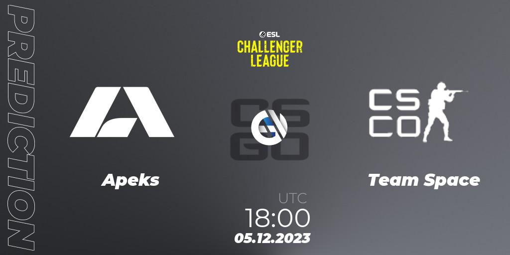 Prognoza Apeks - Team Space. 05.12.23, CS2 (CS:GO), ESL Challenger League Season 46: Europe