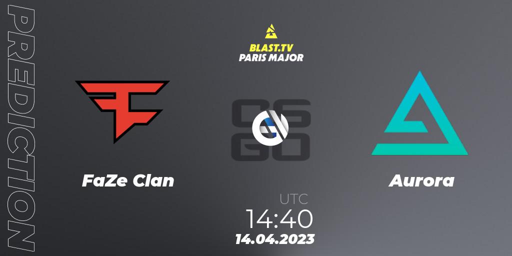 Prognoza FaZe Clan - Aurora. 14.04.2023 at 15:05, Counter-Strike (CS2), BLAST.tv Paris Major 2023 Challengers Stage Europe Last Chance Qualifier