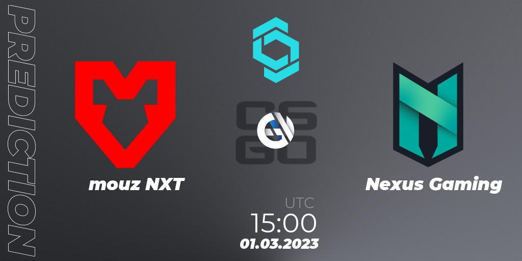 Prognoza mouz NXT - Nexus Gaming. 01.03.2023 at 15:25, Counter-Strike (CS2), CCT North Europe Series #4