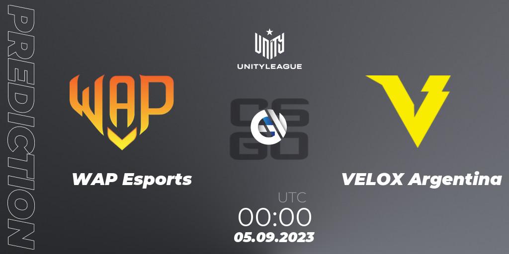 Prognoza WAP Esports - VELOX Argentina. 05.09.2023 at 00:00, Counter-Strike (CS2), LVP Unity League Argentina 2023