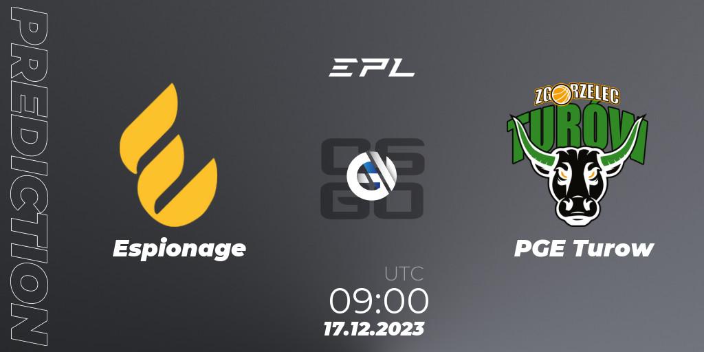 Prognoza Espionage - PGE Turow. 17.12.2023 at 11:30, Counter-Strike (CS2), European Pro League Season 13: Division 2