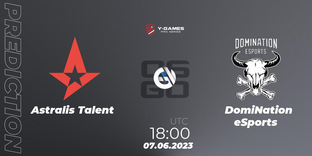 Prognoza Astralis Talent - DomiNation eSports. 07.06.23, CS2 (CS:GO), Y-Games PRO Series 2023