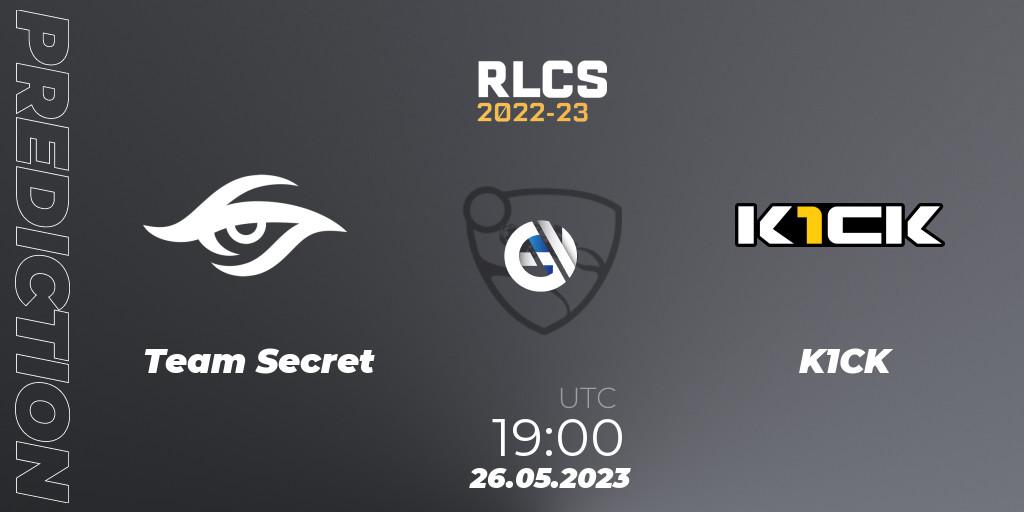 Prognoza Team Secret - K1CK. 26.05.2023 at 19:00, Rocket League, RLCS 2022-23 - Spring: South America Regional 2 - Spring Cup