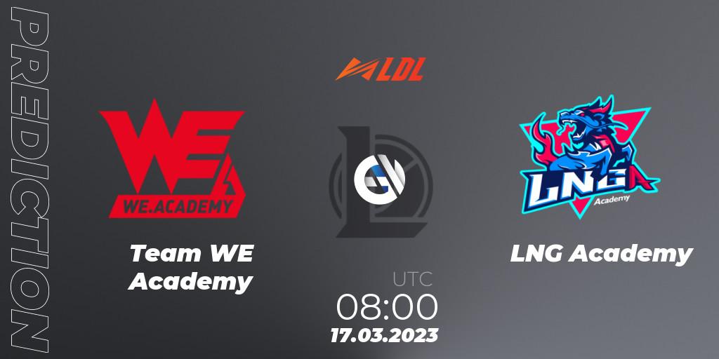 Prognoza Team WE Academy - LNG Academy. 17.03.2023 at 08:00, LoL, LDL 2023 - Regular Season