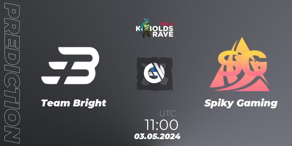 Prognoza Team Bright - Spiky Gaming. 04.05.2024 at 05:00, Dota 2, Cringe Station Kobolds Rave 2