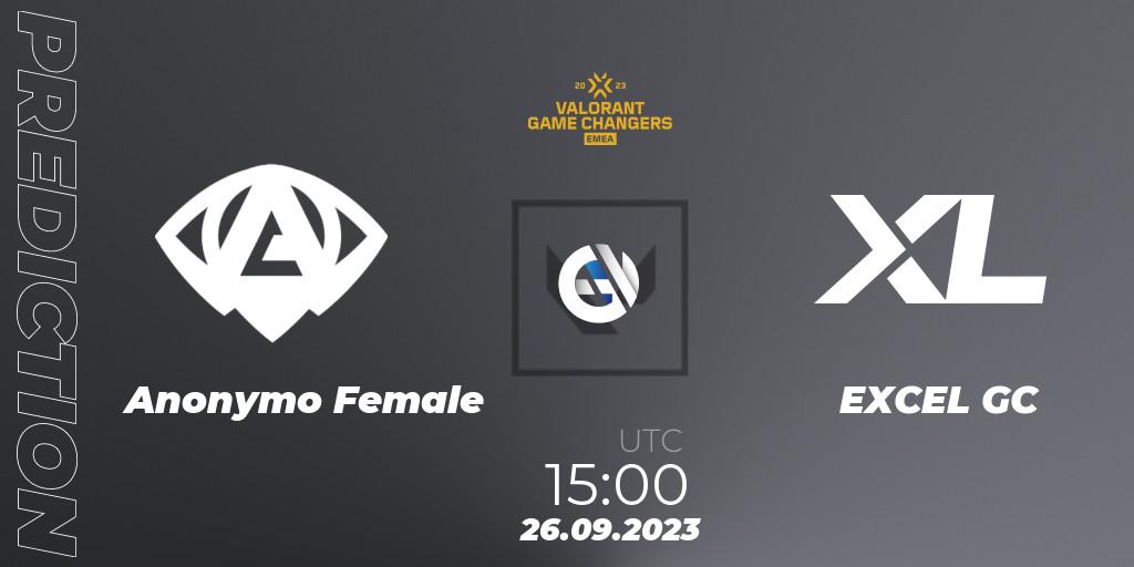 Prognoza Anonymo Female - EXCEL GC. 26.09.2023 at 15:00, VALORANT, VCT 2023: Game Changers EMEA Stage 3 - Group Stage