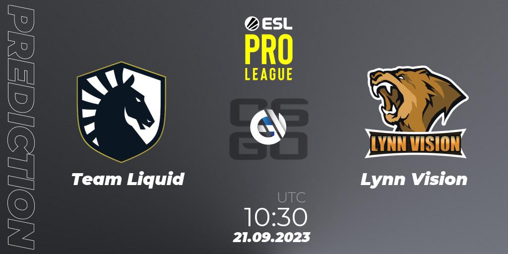 Prognoza Team Liquid - Lynn Vision. 21.09.23, CS2 (CS:GO), ESL Pro League Season 18