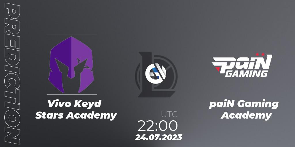Prognoza Vivo Keyd Stars Academy - paiN Gaming Academy. 24.07.2023 at 22:00, LoL, CBLOL Academy Split 2 2023 - Group Stage