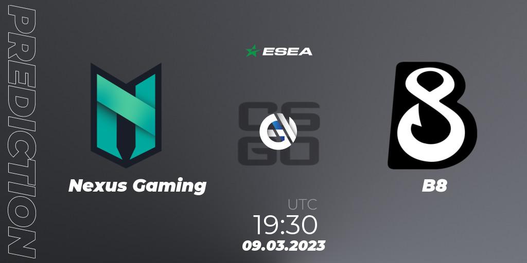 Prognoza Nexus Gaming - B8. 09.03.2023 at 18:30, Counter-Strike (CS2), ESEA Season 44: Advanced Division - Europe