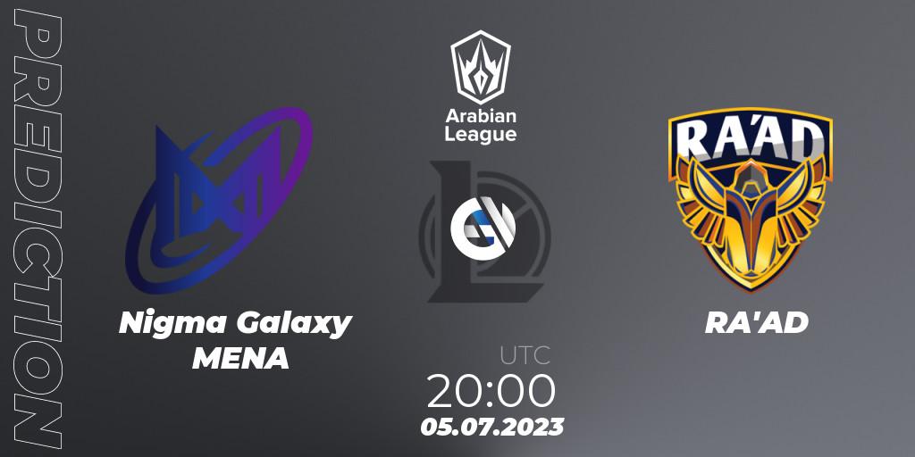 Prognoza Nigma Galaxy MENA - RA'AD. 05.07.2023 at 20:00, LoL, Arabian League Summer 2023 - Group Stage