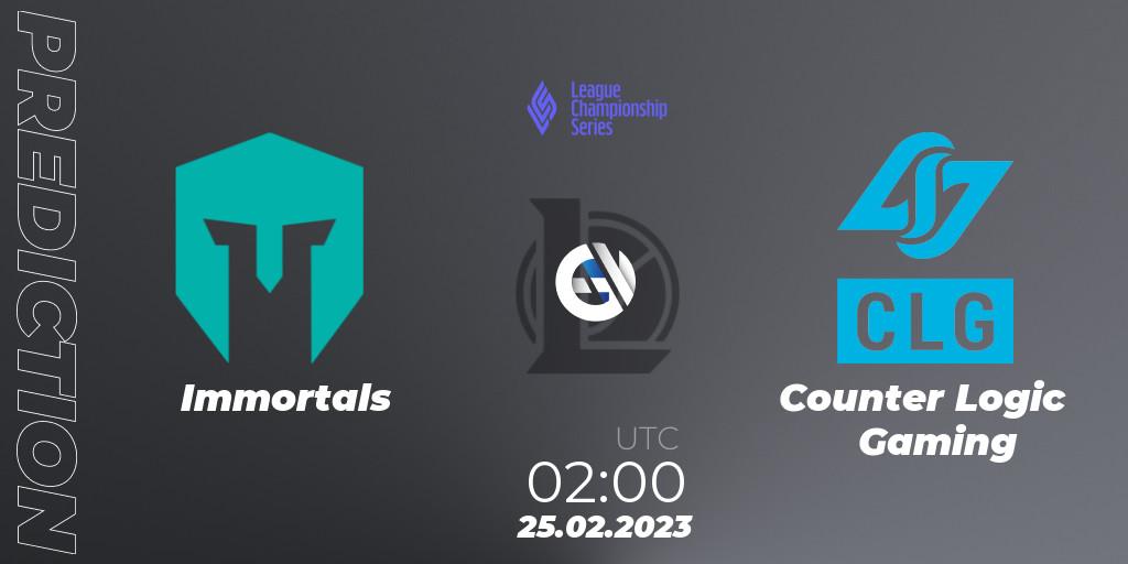 Prognoza Immortals - Counter Logic Gaming. 25.02.23, LoL, LCS Spring 2023 - Group Stage