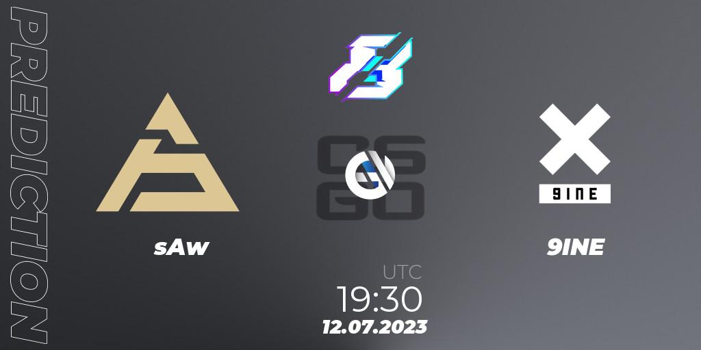 Prognoza sAw - 9INE. 12.07.2023 at 19:30, Counter-Strike (CS2), Gamers8 2023 Europe Open Qualifier 2