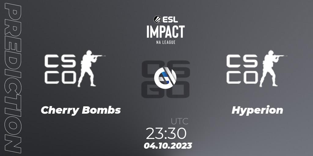 Prognoza Cherry Bombs - Hyperion. 04.10.2023 at 23:30, Counter-Strike (CS2), ESL Impact League Season 4: North American Division