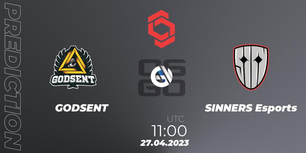 Prognoza GODSENT - SINNERS Esports. 27.04.2023 at 12:25, Counter-Strike (CS2), CCT Central Europe Series #6