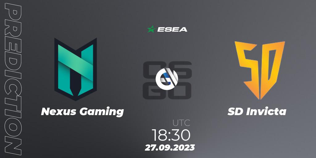 Prognoza Nexus Gaming - SD Invicta. 27.09.23, CS2 (CS:GO), ESEA Advanced Season 46 Europe