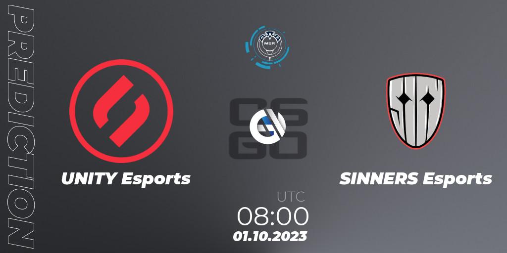 Prognoza UNITY Esports - SINNERS Esports. 01.10.2023 at 09:00, Counter-Strike (CS2), Slovak National Championship 2023