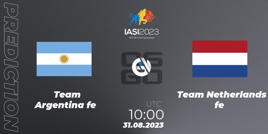 Prognoza Team Argentina fe - Team Netherlands fe. 31.08.23, CS2 (CS:GO), IESF Female World Esports Championship 2023