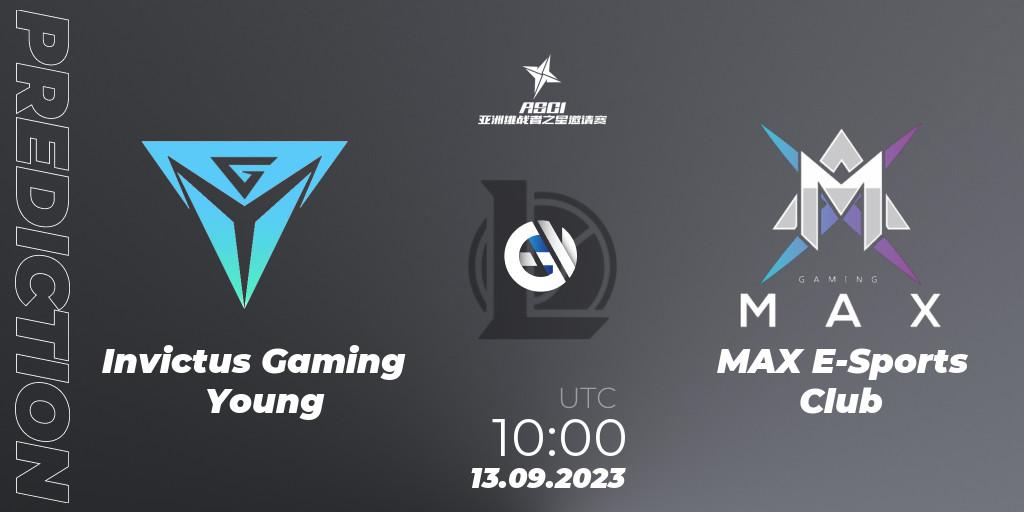 Prognoza Invictus Gaming Young - MAX E-Sports Club. 13.09.23, LoL, Asia Star Challengers Invitational 2023