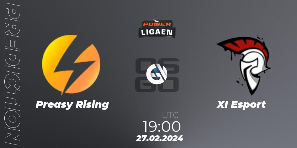 Prognoza Preasy Rising - XI Esport. 27.02.2024 at 19:00, Counter-Strike (CS2), Dust2.dk Ligaen Season 25