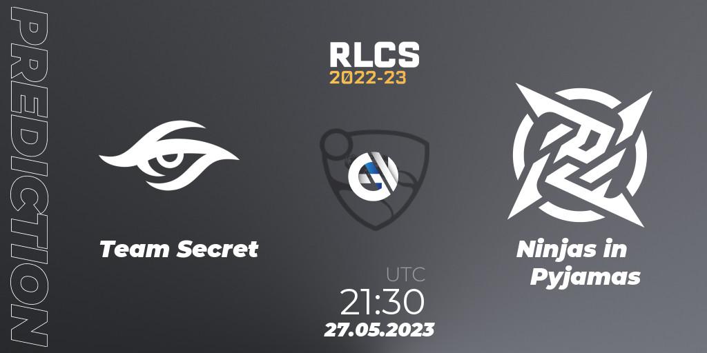 Prognoza Team Secret - Ninjas in Pyjamas. 27.05.2023 at 21:40, Rocket League, RLCS 2022-23 - Spring: South America Regional 2 - Spring Cup