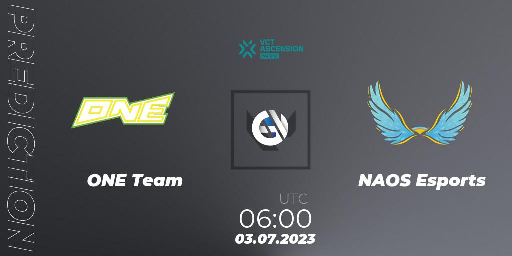 Prognoza ONE Team - NAOS Esports. 03.07.2023 at 06:00, VALORANT, VALORANT Challengers Ascension 2023: Pacific - Group Stage