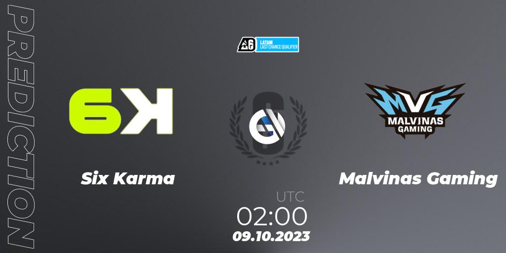 Prognoza Six Karma - Malvinas Gaming. 09.10.2023 at 02:00, Rainbow Six, LATAM League 2023 - Stage 2 - Last Chance Qualifier