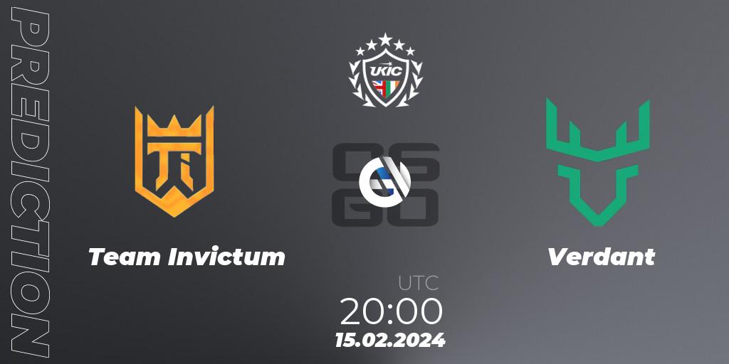 Prognoza Team Invictum - Verdant. 15.02.2024 at 20:00, Counter-Strike (CS2), UKIC League Season 1: Division 1