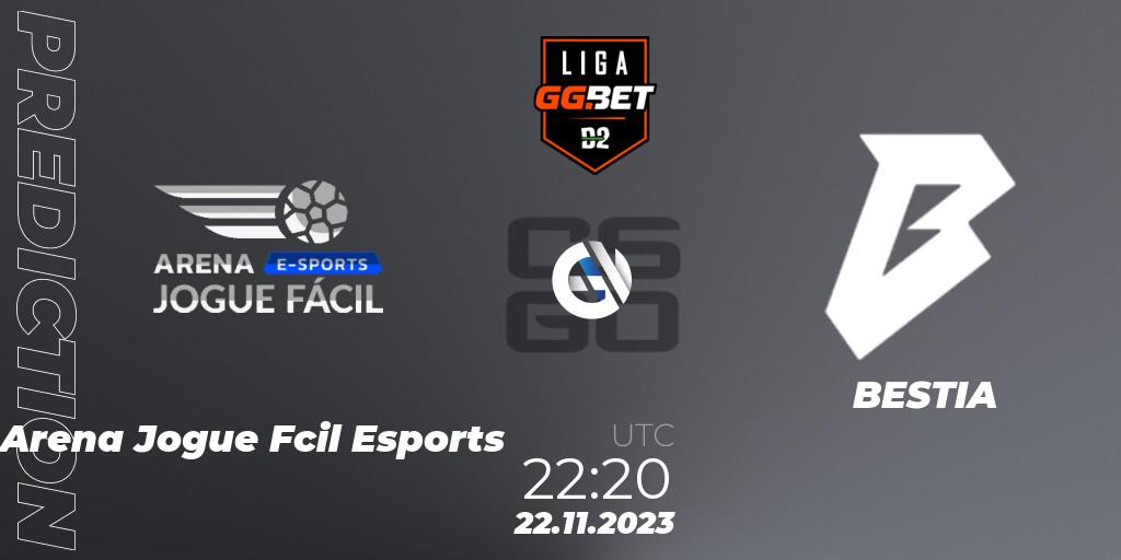 Prognoza Arena Jogue Fácil Esports - BESTIA. 22.11.2023 at 22:20, Counter-Strike (CS2), Dust2 Brasil Liga Season 2