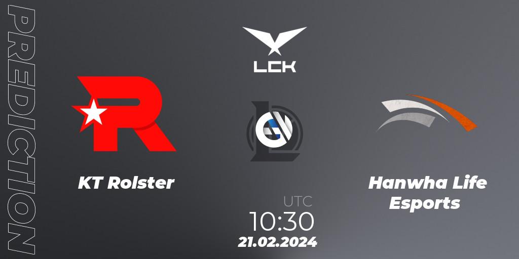 Prognoza KT Rolster - Hanwha Life Esports. 21.02.24, LoL, LCK Spring 2024 - Group Stage
