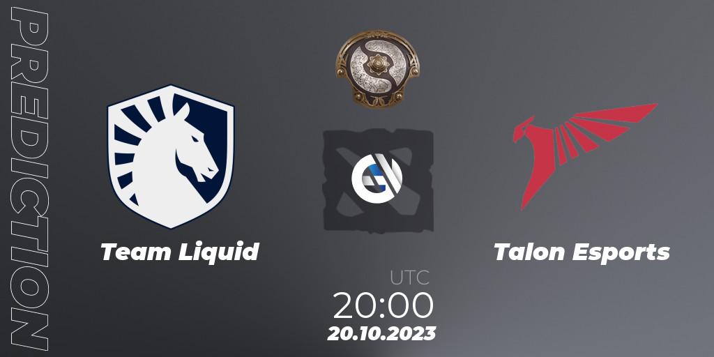 Prognoza Team Liquid - Talon Esports. 20.10.23, Dota 2, The International 2023