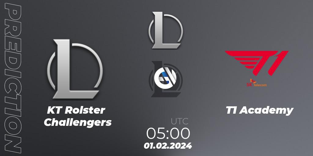 Prognoza KT Rolster Challengers - T1 Academy. 01.02.2024 at 05:00, LoL, LCK Challengers League 2024 Spring - Group Stage